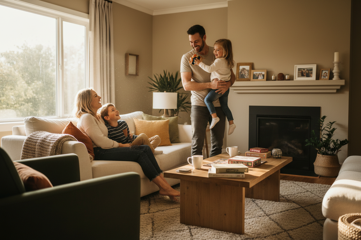 happy family at home